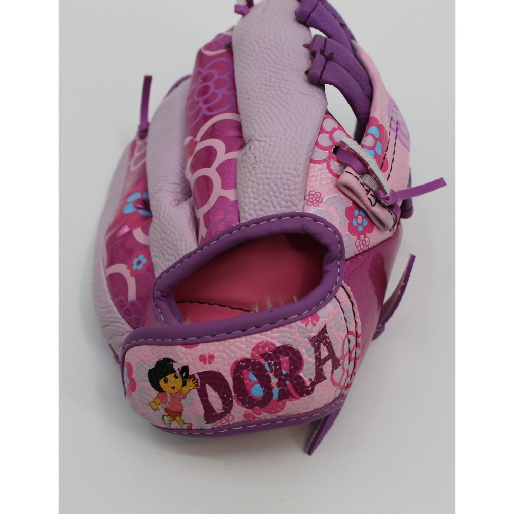 Franklin Dora the Explorer Youth Baseball Glove Pink Purple Floral 9 Inch T-ball